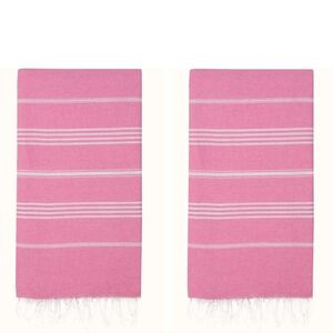 Pink Striped Turkish-Style Bath Towel - Set of 2